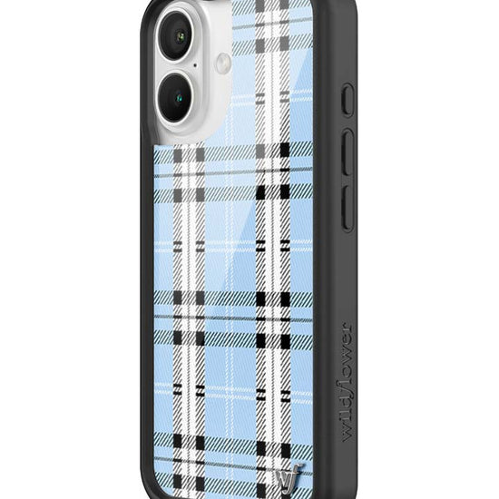 Wildflower iPhone case 16 Plaid Blue Cute