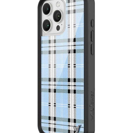 Wildflower iPhone case 16 Pro Max Plaid Blue Cute