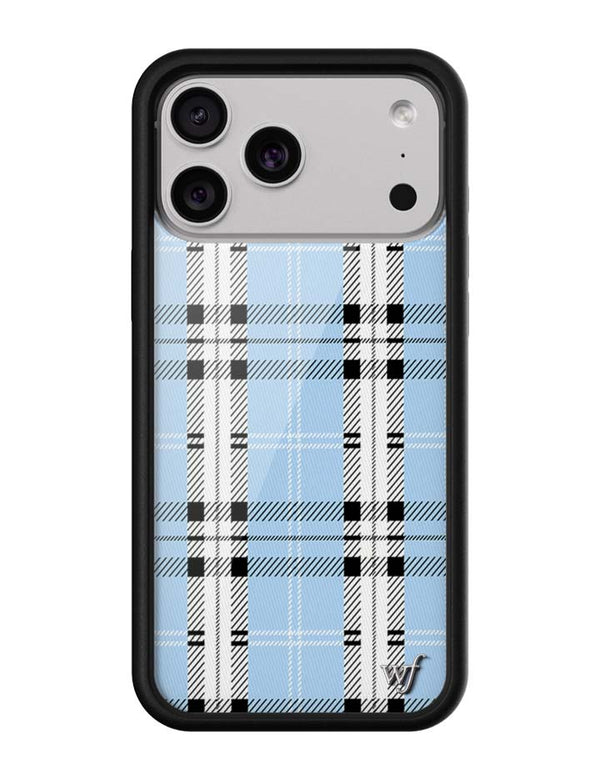 Wildflower iPhone case 18 Pro Max Plaid Blue Cute