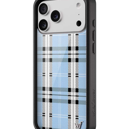 Wildflower iPhone case 18 Pro Max Plaid Blue Cute