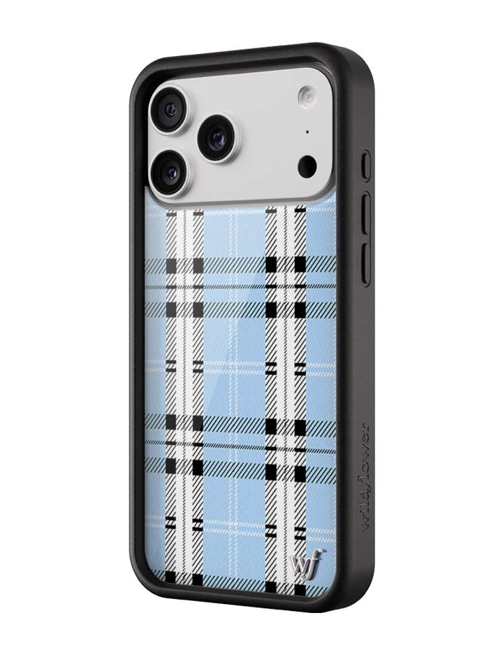 Wildflower iPhone case 18 Pro Max Plaid Blue Cute