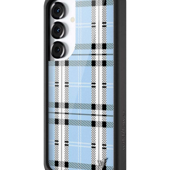 Wildflower Galaxy S25 case Plaid Blue Cute