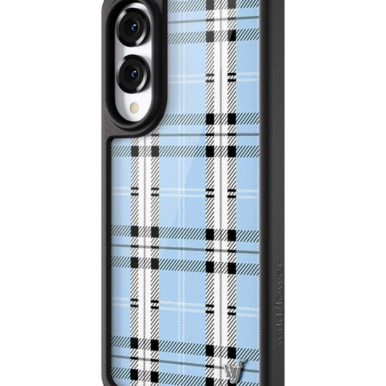 Wildflower Galaxy S25 case Edge Plaid Blue Cute