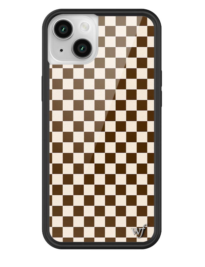 Wildflower Checkers | Brown iPhone 14 Plus Case