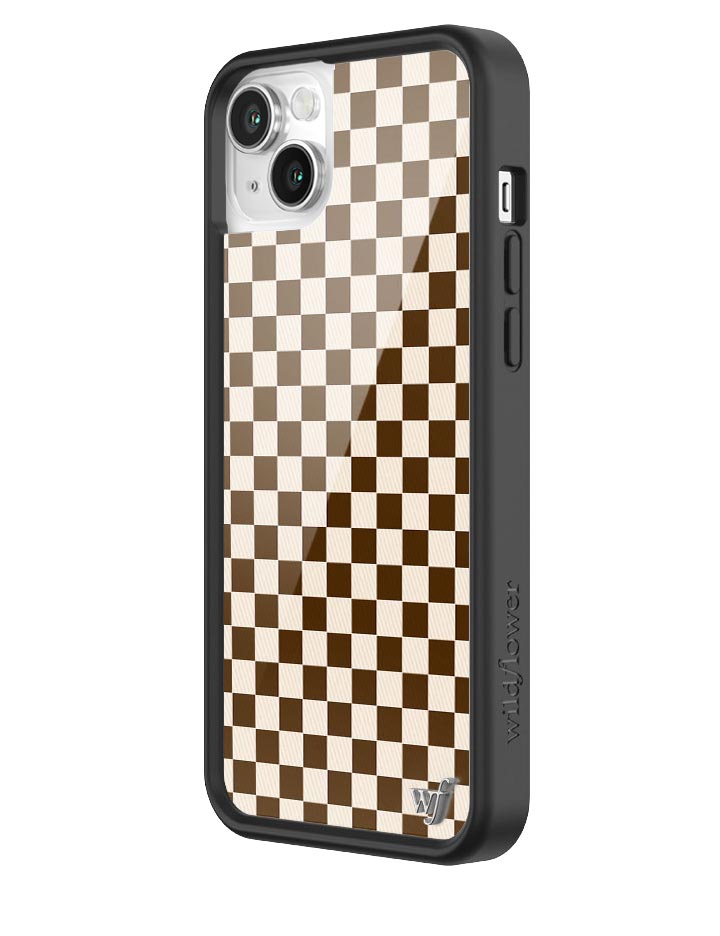 Wildflower Checkers | Brown iPhone 14 Plus Case