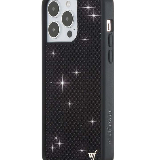 Wildflower iPhone case 14 Pro Max Rhinestone Black Cute