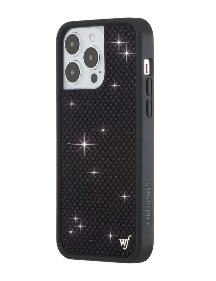 Wildflower iPhone case 14 Pro Max Rhinestone Black Cute