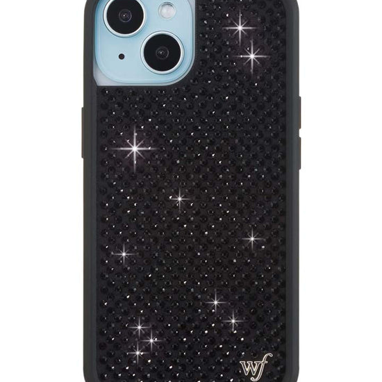 Wildflower iPhone case 15 Rhinestone Black Cute
