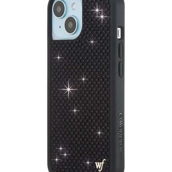 Wildflower iPhone case 15 Rhinestone Black Cute