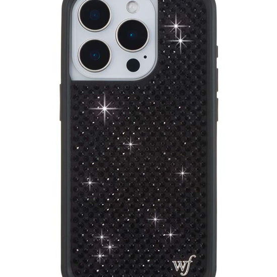 Wildflower iPhone case 15 Pro Rhinestone Black Cute