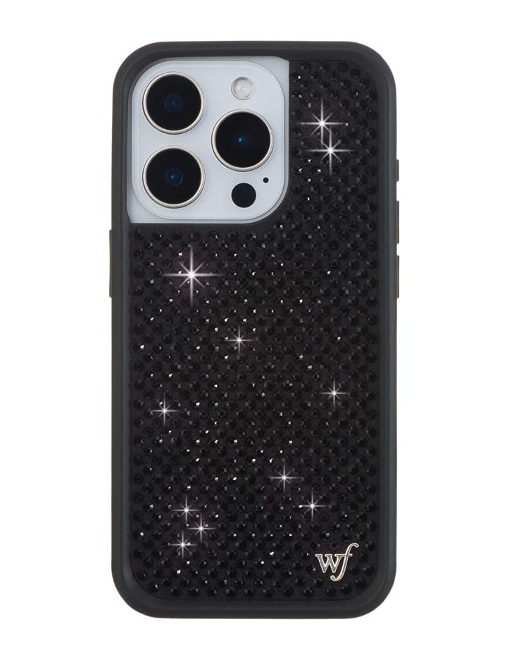 Wildflower iPhone case 15 Pro Rhinestone Black Cute