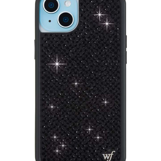 Wildflower iPhone case 15 Plus Rhinestone Black Cute