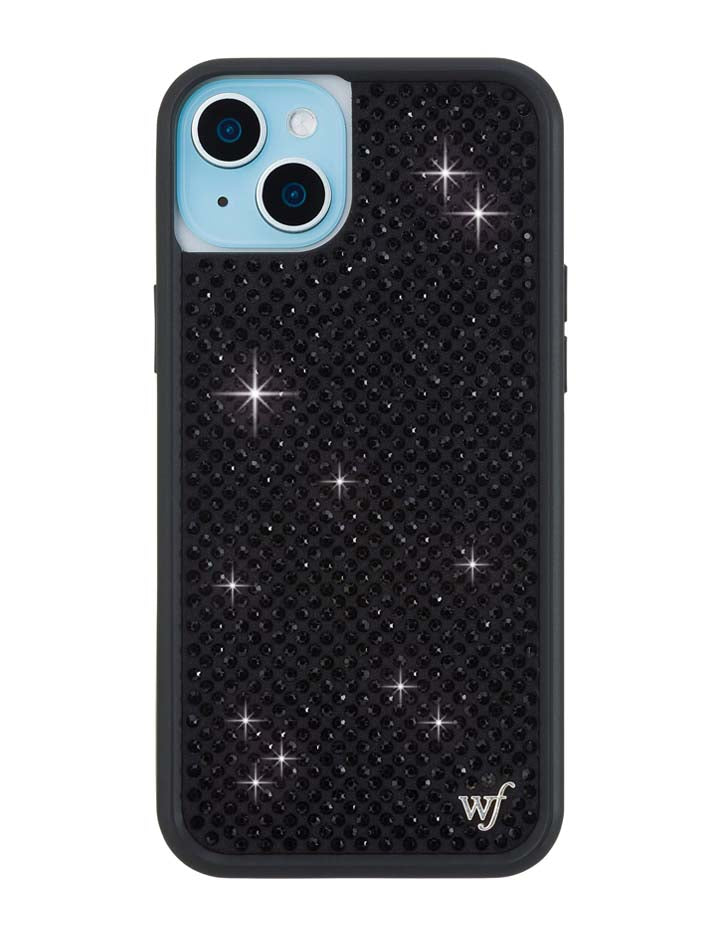 Wildflower iPhone case 15 Plus Rhinestone Black Cute