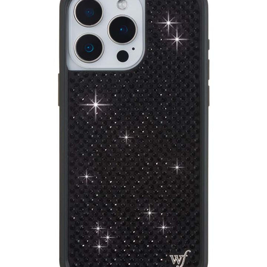 Wildflower iPhone case 15 Pro Max Rhinestone Black Cute