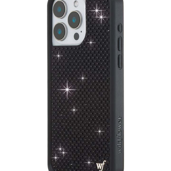 Wildflower iPhone case 15 Pro Max Rhinestone Black Cute