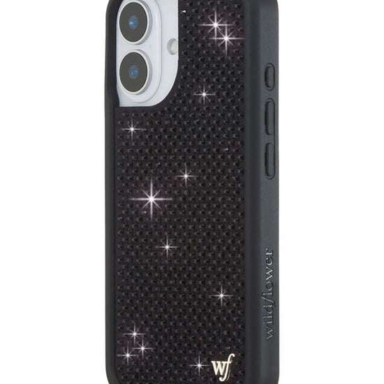 Wildflower iPhone case 16 Rhinestone Black Cute