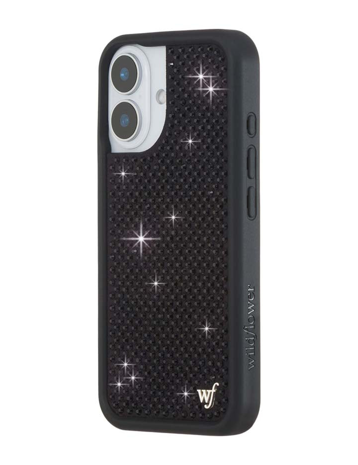 Wildflower iPhone case 16 Rhinestone Black Cute