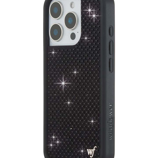 Wildflower iPhone case 16 Pro Rhinestone Black Cute
