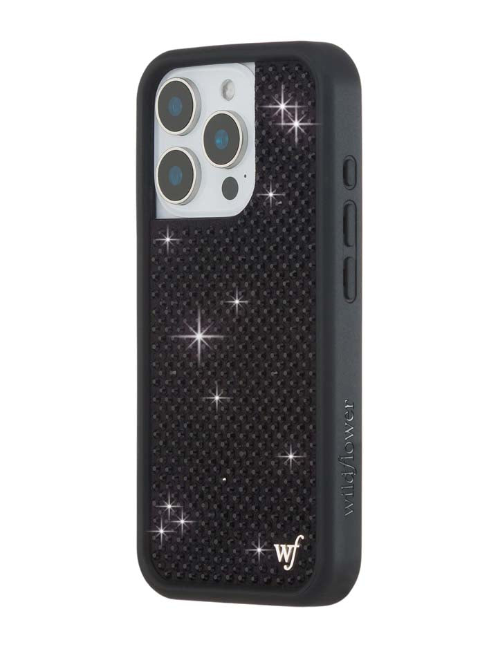 Wildflower iPhone case 16 Pro Rhinestone Black Cute