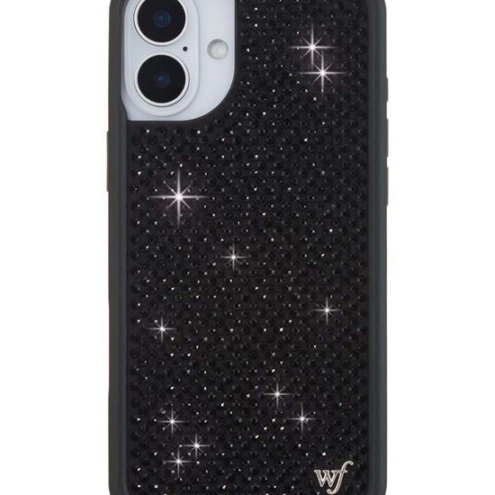 Wildflower iPhone case 16 Plus Rhinestone Black Cute