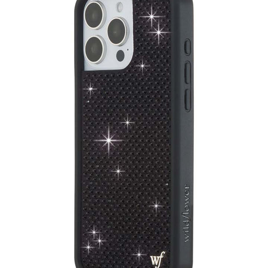 Wildflower iPhone case 16 Pro Max Rhinestone Black Cute