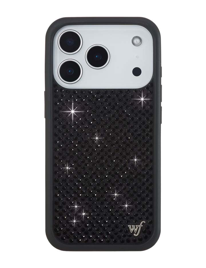 Wildflower iPhone case 17 Pro Rhinestone Black Cute