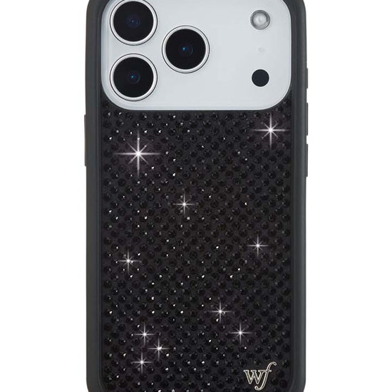 Wildflower iPhone case 18 Pro Rhinestone Black Cute