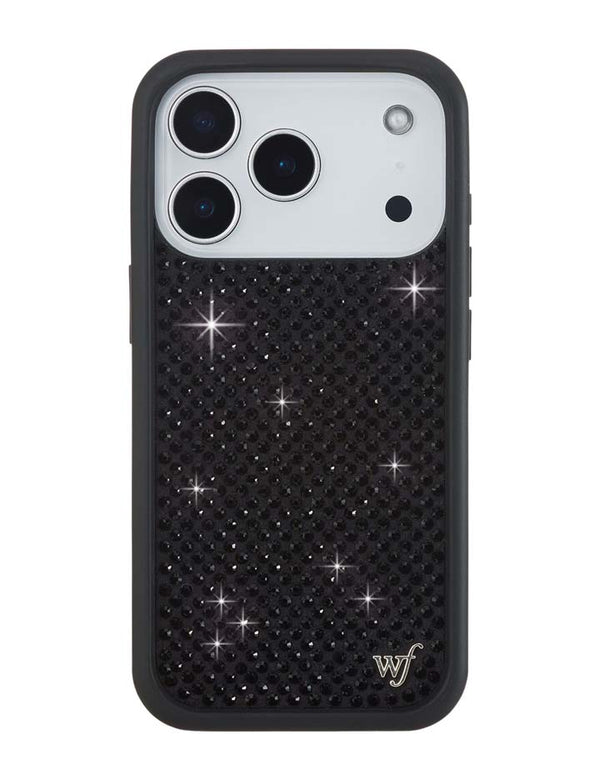 Wildflower iPhone case 18 Pro Rhinestone Black Cute