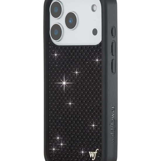 Wildflower iPhone case 18 Pro Rhinestone Black Cute