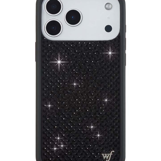 Wildflower iPhone case 18 Pro Max Rhinestone Black Cute