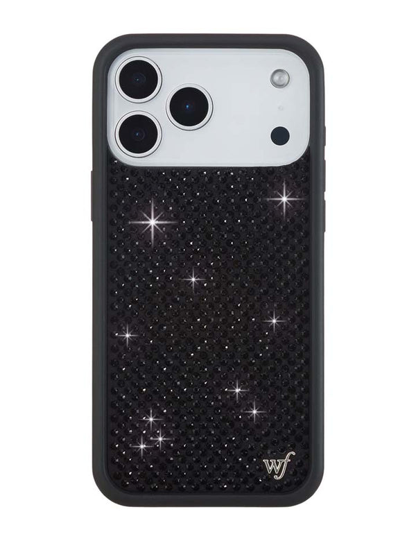 Wildflower iPhone case 18 Pro Max Rhinestone Black Cute
