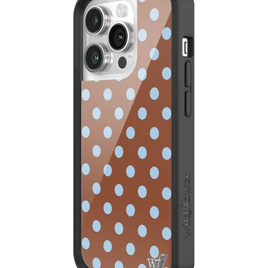 Wildflower iPhone case 14 Pro Polka Dot Brown Blue Cute