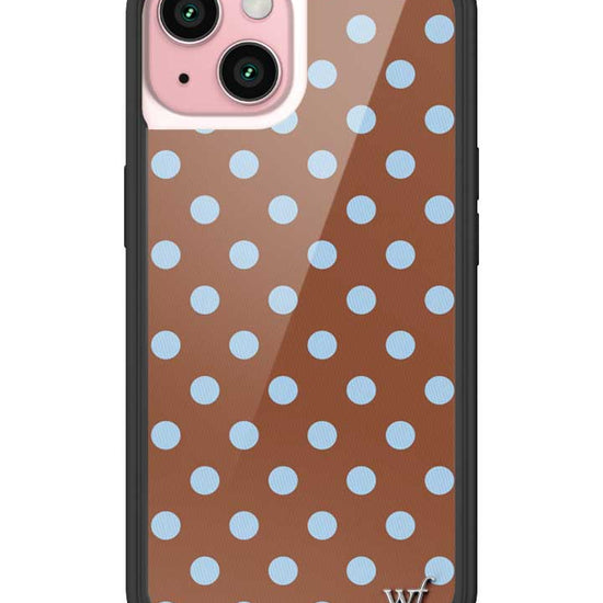 Wildflower iPhone case 15 Polka Dot Brown Blue Cute