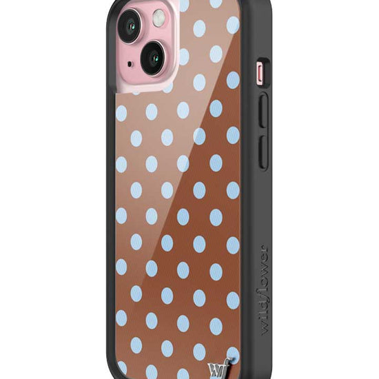 Wildflower iPhone case 15 Polka Dot Brown Blue Cute