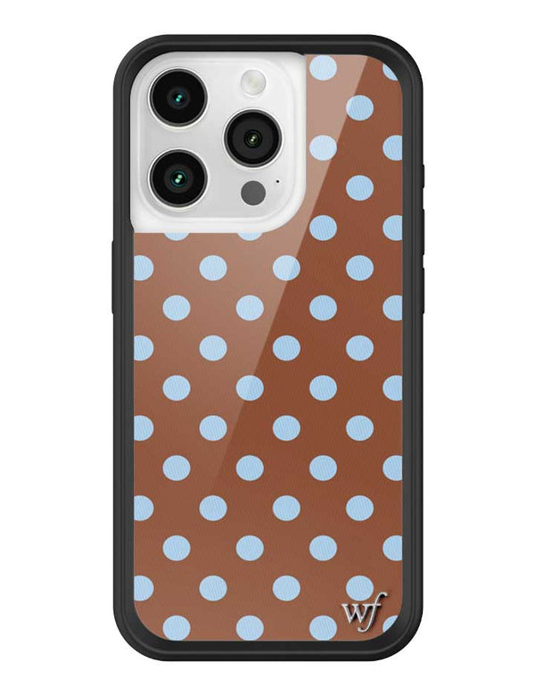 Wildflower iPhone case 15 Pro Polka Dot Brown Blue Cute