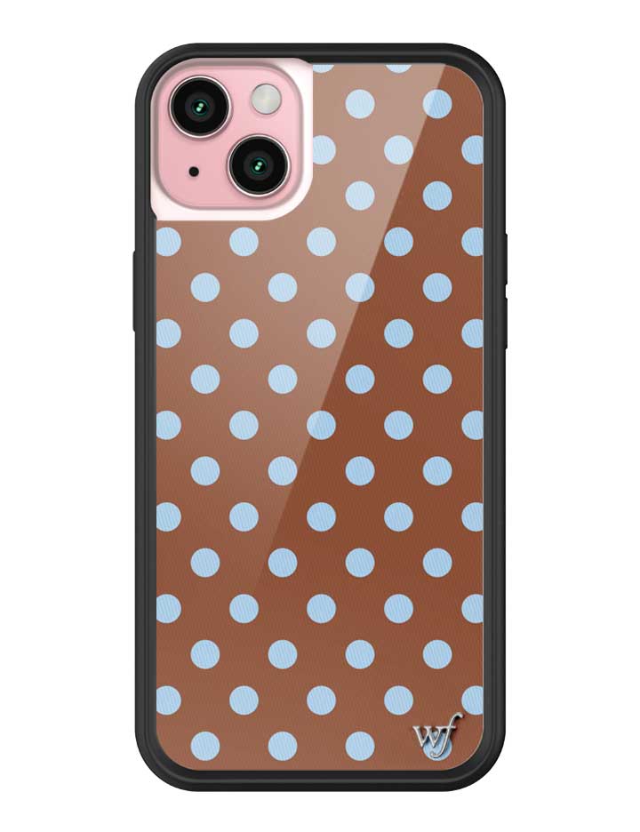 Wildflower iPhone case 15 Plus Polka Dot Brown Blue Cute