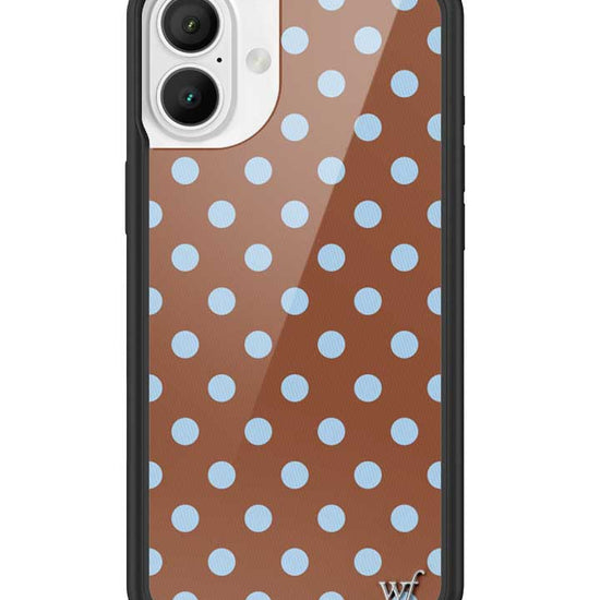 Wildflower iPhone case 16 Plus Polka Dot Brown Blue Cute