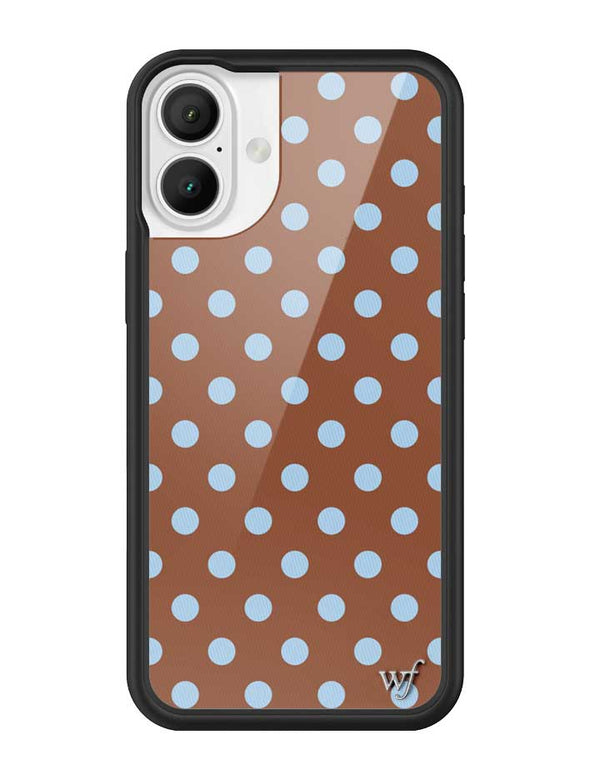 Wildflower iPhone case 16 Plus Polka Dot Brown Blue Cute