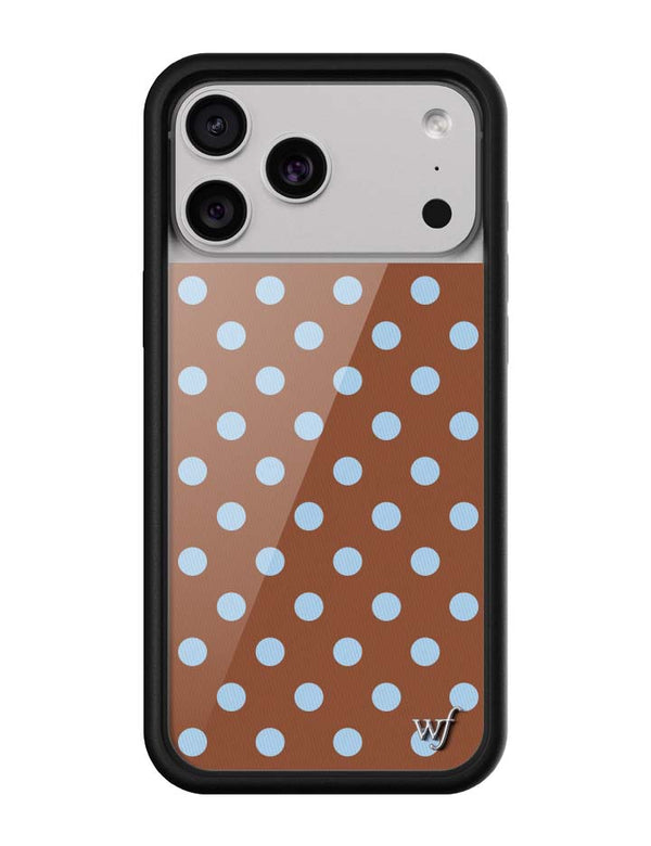 Wildflower iPhone case 17 Pro Max Polka Dot Brown Blue Cute