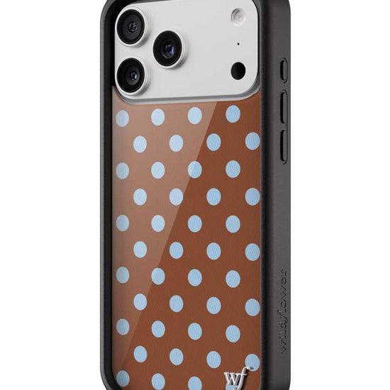 Wildflower iPhone case 17 Pro Max Polka Dot Brown Blue Cute