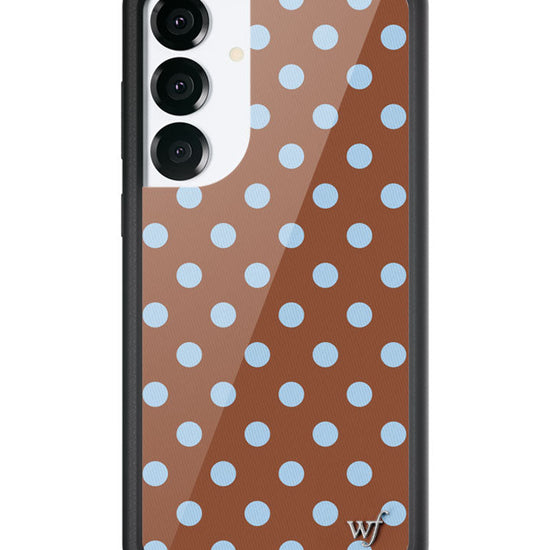 Wildflower Galaxy S25 case Plus Polka Dot Brown Blue Cute