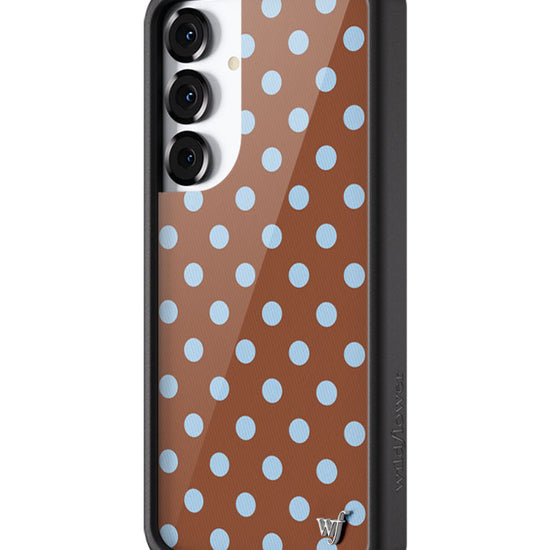 Wildflower Galaxy S25 case Plus Polka Dot Brown Blue Cute