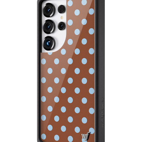 Wildflower Galaxy S25 case Ultra Polka Dot Brown Blue Cute