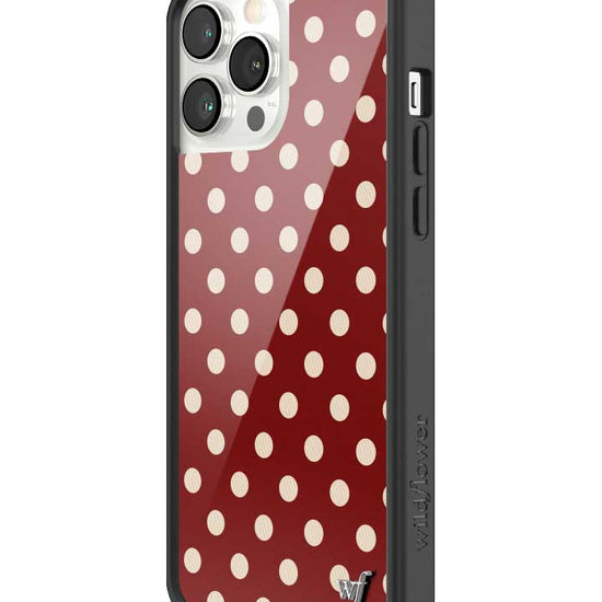 Wildflower iPhone case 13 Pro Max Polka Dot Burgundy and Cream Cute