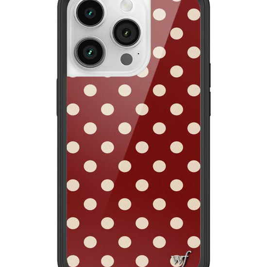Wildflower iPhone case 14 Pro Polka Dot Burgundy and Cream Cute