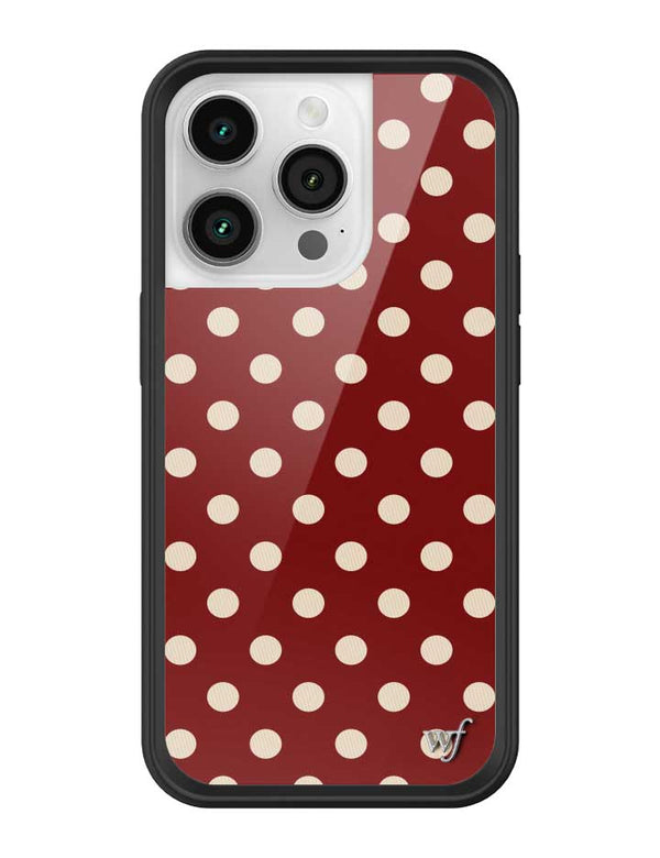 Wildflower iPhone case 14 Pro Polka Dot Burgundy and Cream Cute