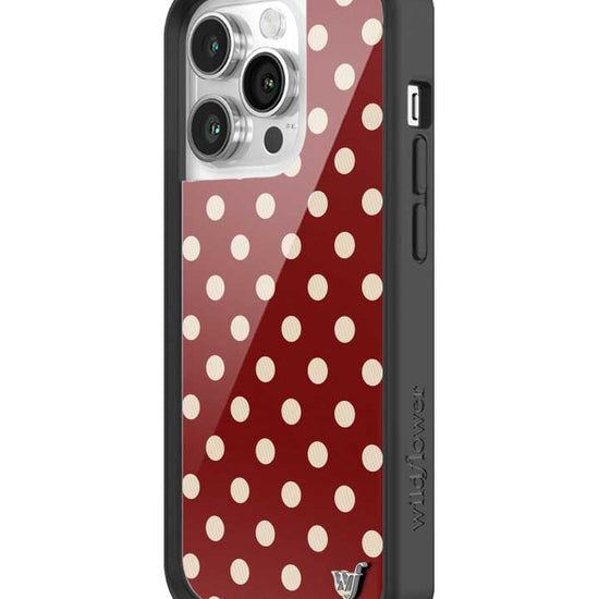 Wildflower iPhone case 14 Pro Polka Dot Burgundy and Cream Cute