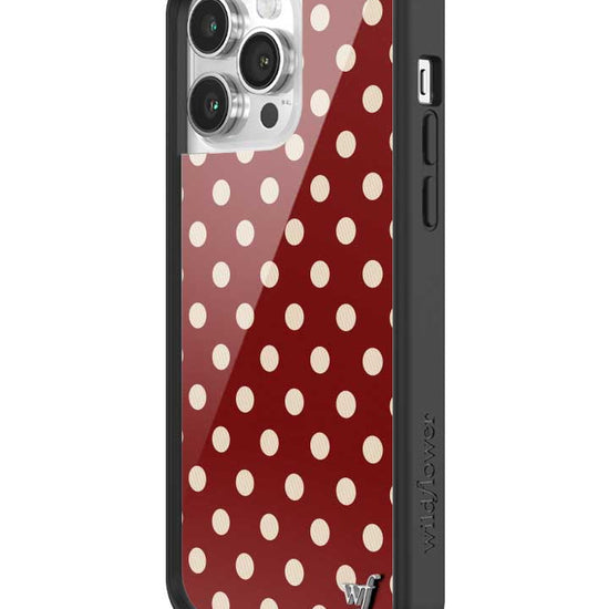 Wildflower iPhone case 14 Pro Max Polka Dot Burgundy and Cream Cute