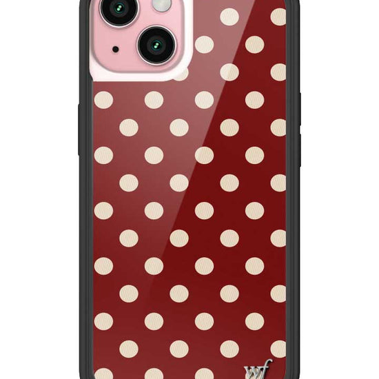 Wildflower iPhone case 15 Polka Dot Burgundy and Cream Cute