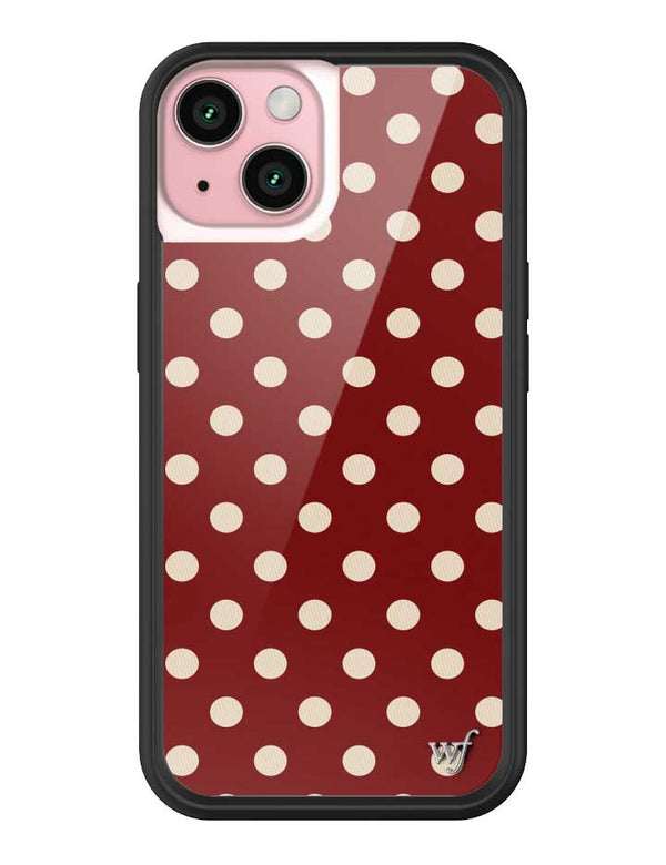 Wildflower iPhone case 15 Polka Dot Burgundy and Cream Cute
